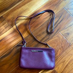 Authentic Tumi Pebbled Wine Cross Body Bag with Removable Strap